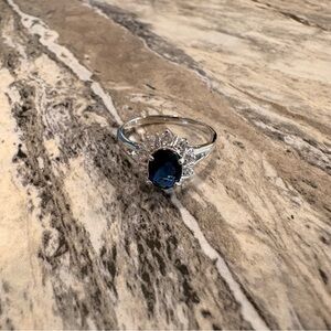 Elegant Silver and Blue Gemstone Ring